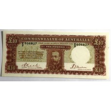 AUSTRALIA 1934 . TEN POUNDS BANKNOTE . RIDDLE/SHEEHAN